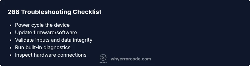 Checklist for diagnosing error code 268