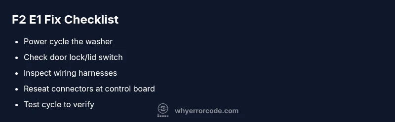 Checklist for fixing F2 E1 on a top-load washer