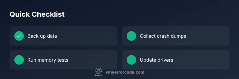 Checklist infographic for bug check error code troubleshooting