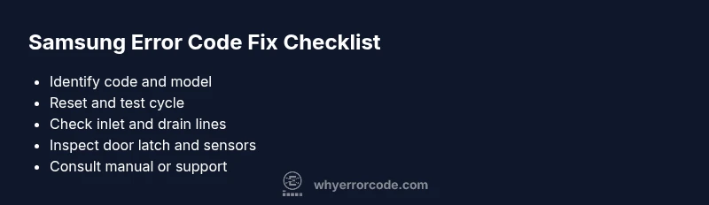 Tailwind CSS checklist infographic for Samsung error codes