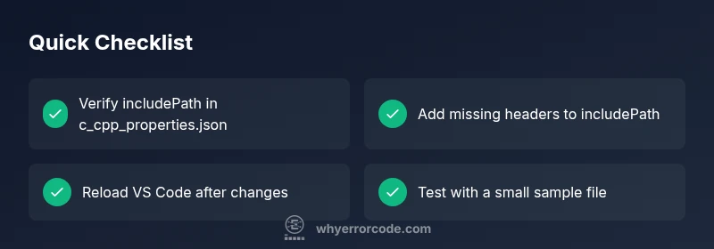 Checklist for fixing VS Code IncludePath errors