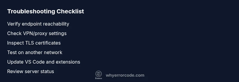 Checklist of steps to troubleshoot VS Code server fetch errors