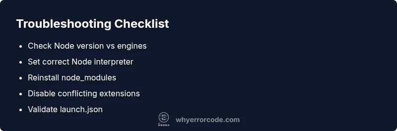 Checklist for troubleshooting VS Code JavaScript errors