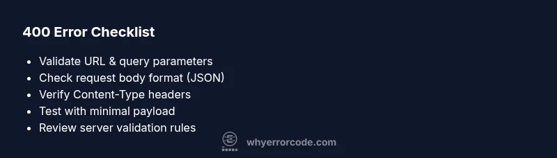 Checklist for fixing HTTP 400 errors
