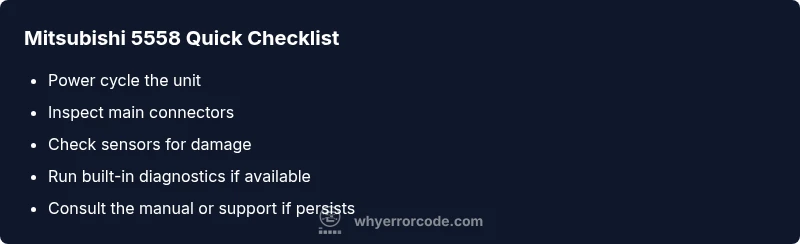 Checklist for Mitsubishi 5558 error code resolution