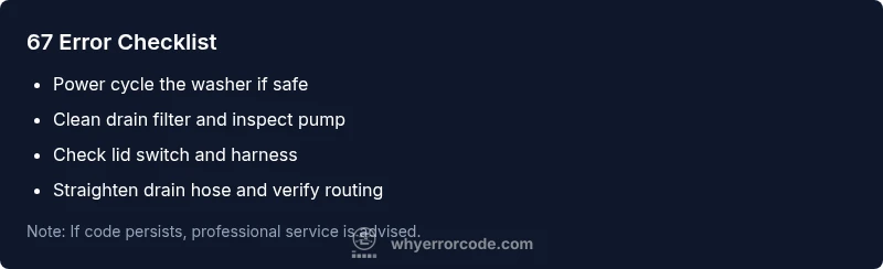 Checklist for diagnosing GE washer 67 error code
