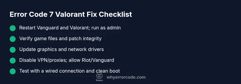 Checklist for fixing Valorant error code 7