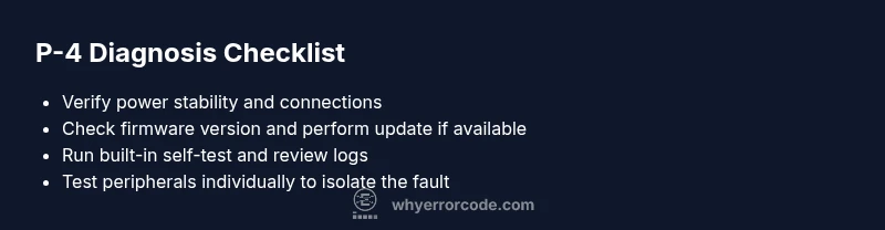 Checklist for diagnosing P-4 error code