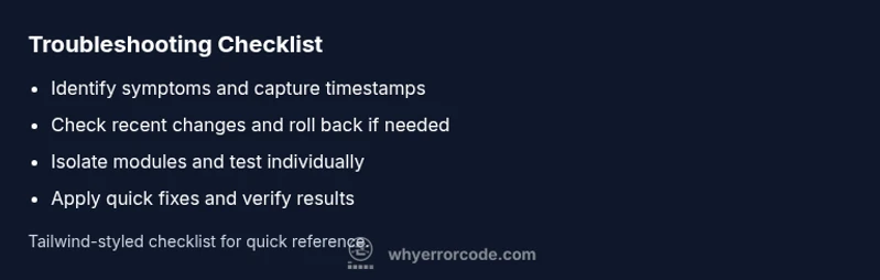 Tailwind-styled checklist for troubleshooting the error code as 3 epic