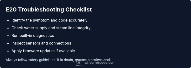 Checklist for troubleshooting the e20 steam error code