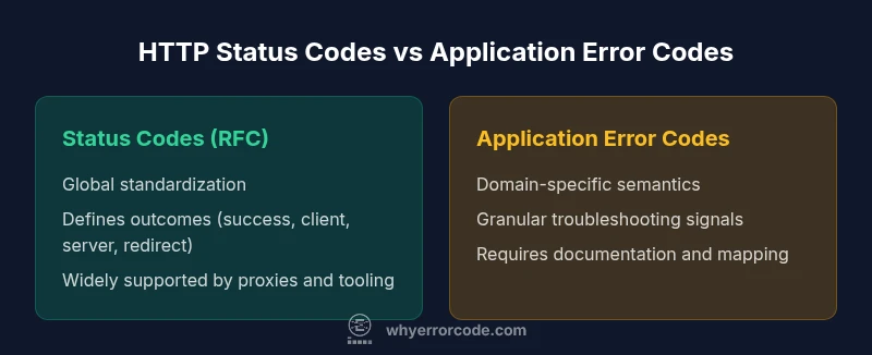 Comparison of HTTP status codes and application error codes