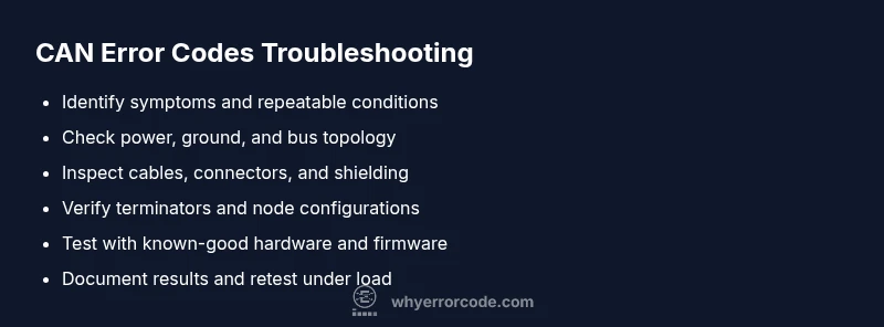Checklist for diagnosing CAN error codes