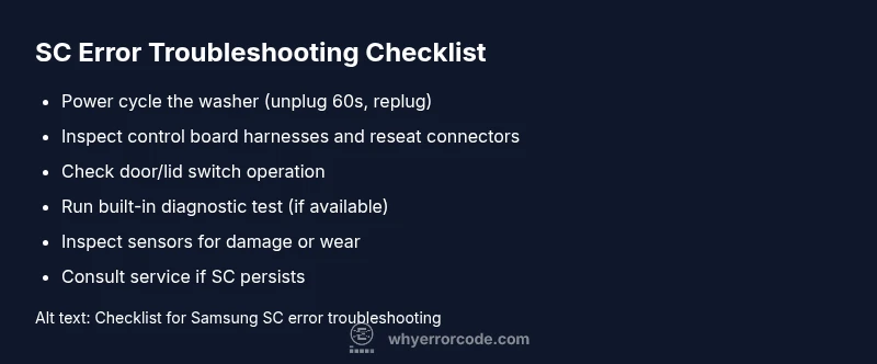 SC error troubleshooting checklist for Samsung washers
