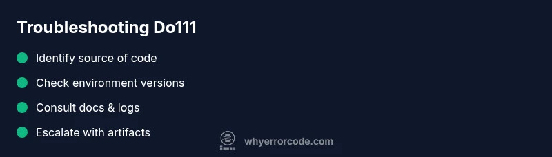 Checklist infographic for troubleshooting error code do111