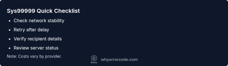 Checklist infographic for sys99999 fix