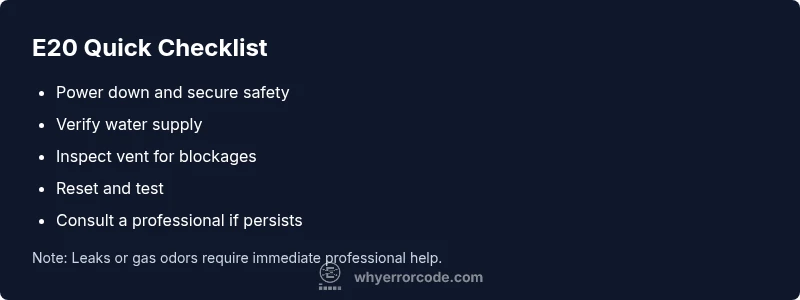 Checklist for diagnosing steam error code E20