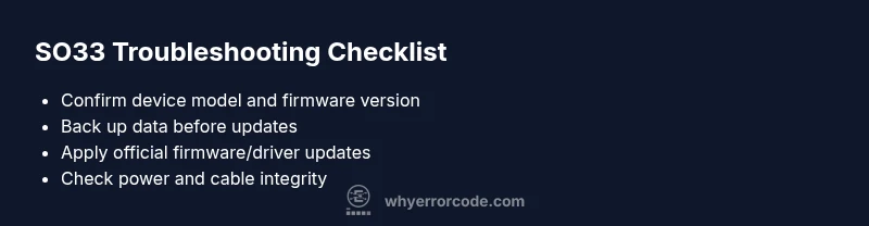 SO33 Troubleshooting Checklist