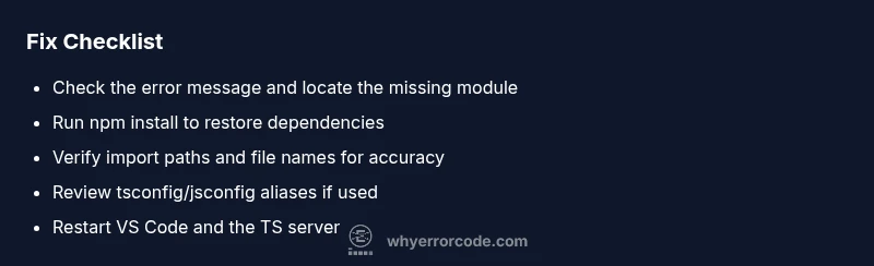 Checklist for resolving module not found errors in VS Code