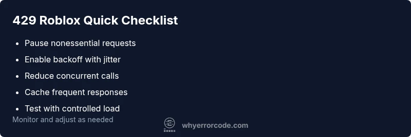 Checklist: Prevent Roblox error 429 by slowing requests and caching