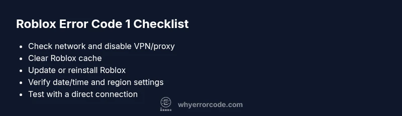 Checklist of steps to fix Roblox error code 1