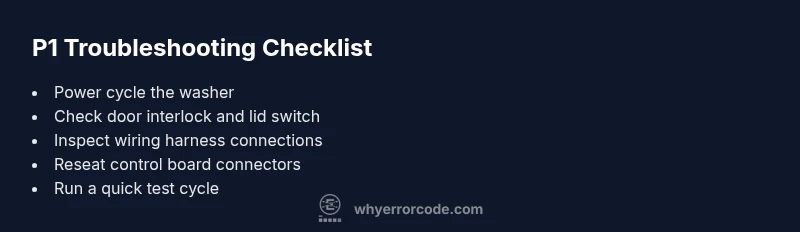 Checklist visual for diagnosing Whirlpool P1 error