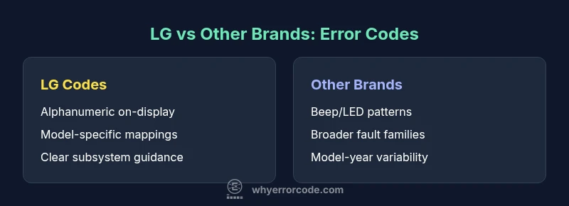Infographic comparing LG error codes vs other brands
